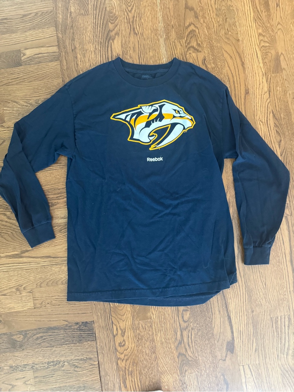 Reebok Navy Long Sleeve Nashville Predators Logo Tee